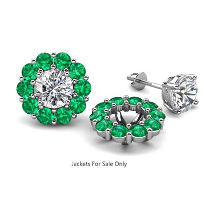 Serena ctw Round Emerald Jackets Earrings