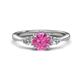 1 - Zelia 1.35 ctw (6.00 mm) Round Pink Sapphire and Pear Shape Natural Diamond Three Stone Engagement Ring 