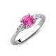 3 - Zelia 1.35 ctw (6.00 mm) Round Pink Sapphire and Pear Shape Natural Diamond Three Stone Engagement Ring 