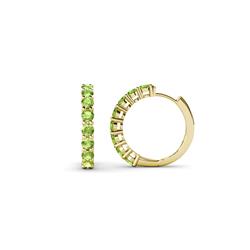 Raya Round Peridot Hoop Earrings Round Peridot ctw Womens Hoop Earrings K Yellow Gold