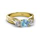 2 - Alyssa 1.31 ctw (6.50 mm) Round Aquamarine and Lab Grown Diamond Three Stone Engagement Ring 