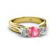 2 - Alyssa 1.31 ctw (6.50 mm) Round Pink Tourmaline and Lab Grown Diamond Three Stone Engagement Ring 