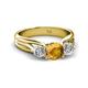 2 - Alyssa 1.31 ctw (6.50 mm) Round Citrine and Lab Grown Diamond Three Stone Engagement Ring 