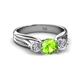 2 - Alyssa 1.54 ctw (6.50 mm) Round Peridot and Lab Grown Diamond Three Stone Engagement Ring 