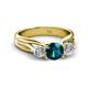 2 - Alyssa 1.24 ctw (6.00 mm) Round Blue Diamond and Lab Grown Diamond Three Stone Engagement Ring 