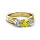 2 - Alyssa 1.24 ctw (6.00 mm) Round Yellow Diamond and Lab Grown Diamond Three Stone Engagement Ring 