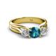 2 - Alyssa 1.39 ctw (6.50 mm) Round London Blue Topaz and Lab Grown Diamond Three Stone Engagement Ring 