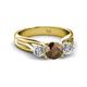 2 - Alyssa 1.44 ctw (6.50 mm) Round Smoky Quartz and Lab Grown Diamond Three Stone Engagement Ring 