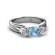 2 - Alyssa 1.31 ctw (6.50 mm) Round Aquamarine and Lab Grown Diamond Three Stone Engagement Ring 