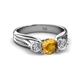 2 - Alyssa 1.31 ctw (6.50 mm) Round Citrine and Lab Grown Diamond Three Stone Engagement Ring 