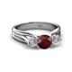 2 - Alyssa 1.49 ctw (6.50 mm) Round Red Garnet and Lab Grown Diamond Three Stone Engagement Ring 
