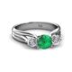2 - Alyssa 1.16 ctw (6.00 mm) Round Emerald and Lab Grown Diamond Three Stone Engagement Ring 