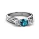 2 - Alyssa 1.39 ctw (6.50 mm) Round London Blue Topaz and Lab Grown Diamond Three Stone Engagement Ring 