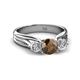 2 - Alyssa 1.44 ctw (6.50 mm) Round Smoky Quartz and Lab Grown Diamond Three Stone Engagement Ring 