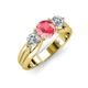 3 - Alyssa 1.31 ctw (6.50 mm) Round Pink Tourmaline and Lab Grown Diamond Three Stone Engagement Ring 