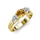 3 - Alyssa 1.31 ctw (6.50 mm) Round Citrine and Lab Grown Diamond Three Stone Engagement Ring 