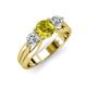 3 - Alyssa 1.24 ctw (6.00 mm) Round Yellow Diamond and Lab Grown Diamond Three Stone Engagement Ring 