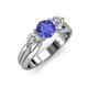 3 - Alyssa 1.36 ctw (6.50 mm) Round Tanzanite and Lab Grown Diamond Three Stone Engagement Ring 