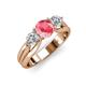 3 - Alyssa 1.31 ctw (6.50 mm) Round Pink Tourmaline and Lab Grown Diamond Three Stone Engagement Ring 