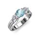 3 - Alyssa 1.31 ctw (6.50 mm) Round Aquamarine and Lab Grown Diamond Three Stone Engagement Ring 