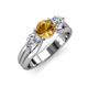 3 - Alyssa 1.31 ctw (6.50 mm) Round Citrine and Lab Grown Diamond Three Stone Engagement Ring 