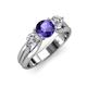 3 - Alyssa 1.24 ctw (6.50 mm) Round Iolite and Lab Grown Diamond Three Stone Engagement Ring 