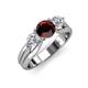 3 - Alyssa 1.49 ctw (6.50 mm) Round Red Garnet and Lab Grown Diamond Three Stone Engagement Ring 