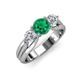 3 - Alyssa 1.16 ctw (6.00 mm) Round Emerald and Lab Grown Diamond Three Stone Engagement Ring 
