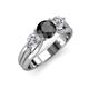3 - Alyssa 1.44 ctw (6.00 mm) Round Black Diamond and Lab Grown Diamond Three Stone Engagement Ring 