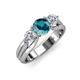 3 - Alyssa 1.39 ctw (6.50 mm) Round London Blue Topaz and Lab Grown Diamond Three Stone Engagement Ring 