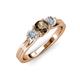 2 - Alyssa 0.90 ctw (5.50 mm) Round Smoky Quartz and Lab Grown Diamond Three Stone Engagement Ring 