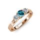 2 - Alyssa 0.95 ctw (5.50 mm) Round London Blue Topaz and Lab Grown Diamond Three Stone Engagement Ring 