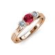 2 - Alyssa 0.96 ctw (5.50 mm) Round Ruby and Lab Grown Diamond Three Stone Engagement Ring 