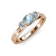 2 - Alyssa 0.92 ctw (5.50 mm) Round Aquamarine and Lab Grown Diamond Three Stone Engagement Ring 