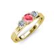 2 - Alyssa 0.92 ctw (5.50 mm) Round Pink Tourmaline and Lab Grown Diamond Three Stone Engagement Ring 