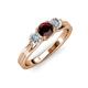 2 - Alyssa 0.98 ctw (5.50 mm) Round Red Garnet and Lab Grown Diamond Three Stone Engagement Ring 