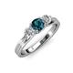 2 - Alyssa 0.93 ctw (5.50 mm) Round Blue Diamond and Lab Grown Diamond Three Stone Engagement Ring 