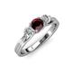 2 - Alyssa 0.98 ctw (5.50 mm) Round Red Garnet and Lab Grown Diamond Three Stone Engagement Ring 