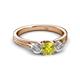 3 - Alyssa 0.93 ctw (5.50 mm) Round Yellow Diamond and Lab Grown Diamond Three Stone Engagement Ring 