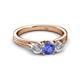 3 - Alyssa 0.90 ctw (5.50 mm) Round Tanzanite and Lab Grown Diamond Three Stone Engagement Ring 