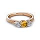 3 - Alyssa 0.92 ctw (5.50 mm) Round Citrine and Lab Grown Diamond Three Stone Engagement Ring 