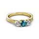 3 - Alyssa 0.95 ctw (5.50 mm) Round London Blue Topaz and Lab Grown Diamond Three Stone Engagement Ring 