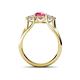 4 - Alyssa 1.31 ctw (6.50 mm) Round Pink Tourmaline and Lab Grown Diamond Three Stone Engagement Ring 