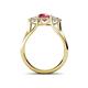 4 - Alyssa 1.44 ctw (6.50 mm) Round Rhodolite Garnet and Lab Grown Diamond Three Stone Engagement Ring 