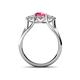 4 - Alyssa 1.31 ctw (6.50 mm) Round Pink Tourmaline and Lab Grown Diamond Three Stone Engagement Ring 