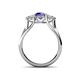 4 - Alyssa 1.24 ctw (6.50 mm) Round Iolite and Lab Grown Diamond Three Stone Engagement Ring 