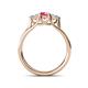 4 - Alyssa 0.92 ctw (5.50 mm) Round Pink Tourmaline and Lab Grown Diamond Three Stone Engagement Ring 