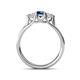 4 - Alyssa 0.93 ctw (5.50 mm) Round Blue Diamond and Lab Grown Diamond Three Stone Engagement Ring 