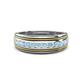 1 - Zaid 0.35 ctw (2.40 mm) Round Aquamarine Two Toned and High Polished Edges Men Wedding Band 