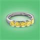 2 - Wendy 2.20 ctw (4.00 mm) Cushion Shape Lab Created Yellow Sapphire Side Gallery 5 Stone Wedding Band 